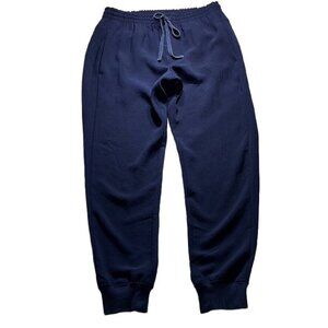 Vince Navy Blue Jogger Sweatpants With Drawstring Waist & Back Zip Pocket